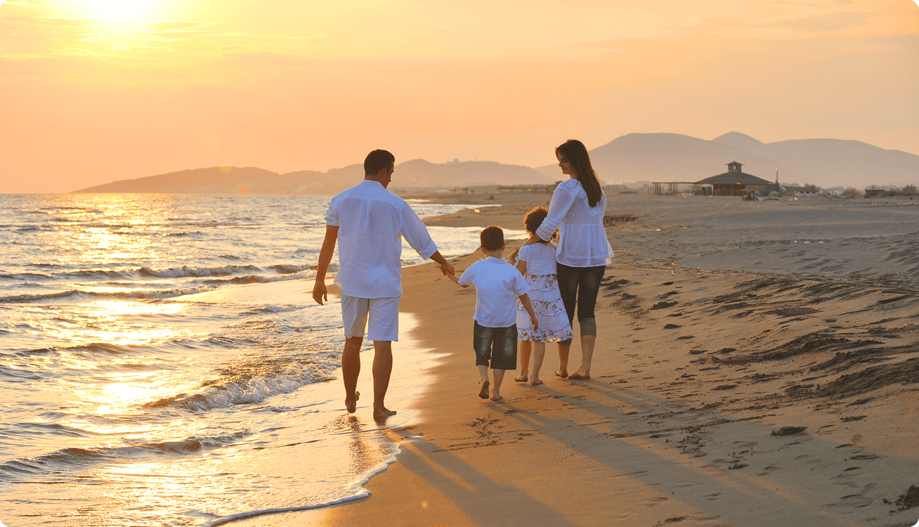 Family at beach