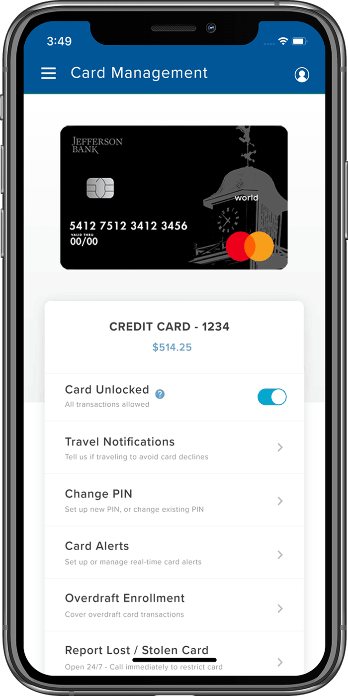 Image of the World Credit Card on the mobile wallet