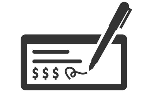 Filling out a check illustration