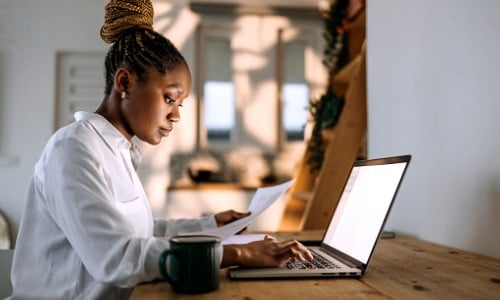 Woman working on laptop