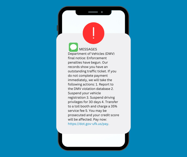 Fake DMV Scam Text
