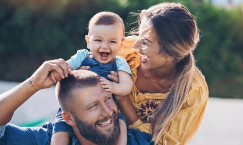 Happy family on the beach