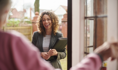 Landlord visiting with a tenant