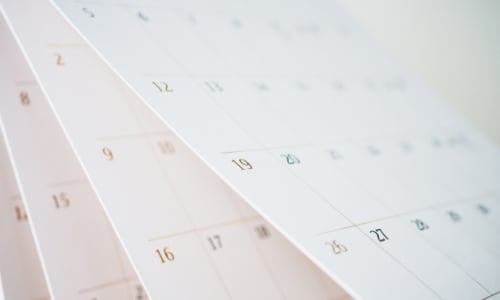 Close up of pages of a calendar
