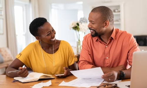 A couple discussing finances