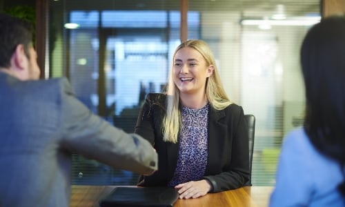 Young woman being interviewed for a job