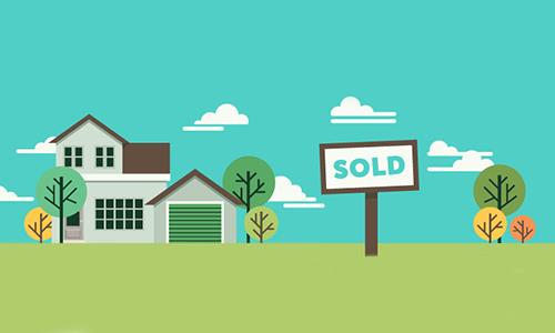Illustration of a house with a sold sign in the front yard