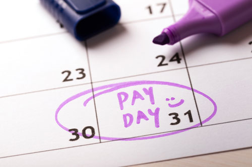 Payday written on a calendar and circled