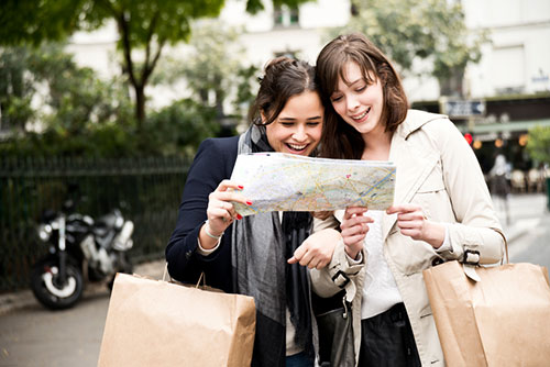 Two women looking at a map Two women looking at a map