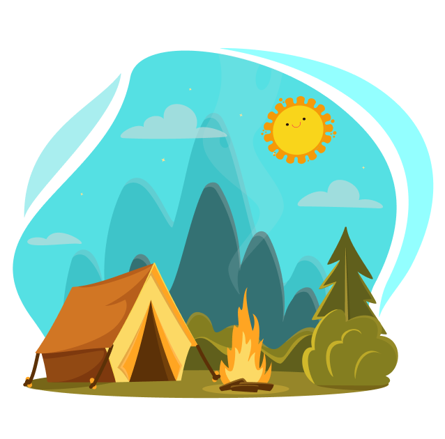 Summer campfire cartoon