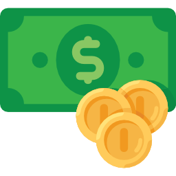 illustration of a dollar bill and coins