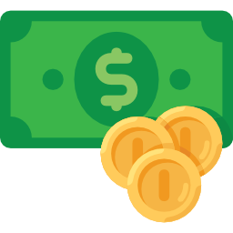 dollar bill and coins icon