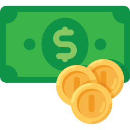 illustration of a dollar bill and coins