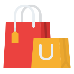 illustration of a red and gold shopping bag