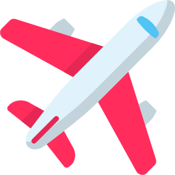 illustration of a silver airplane with red wings