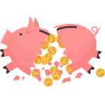 Broken piggy bank