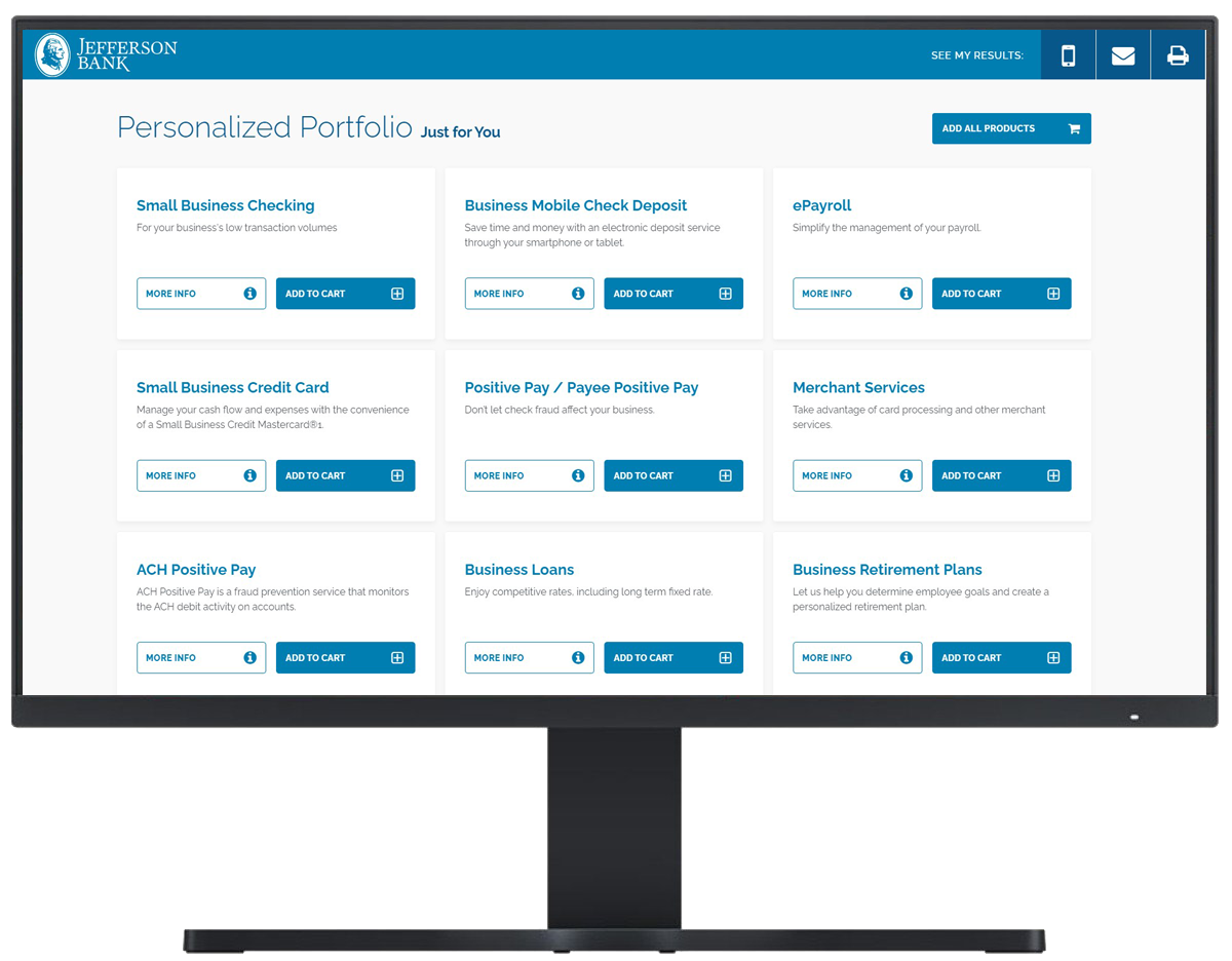 Monitor with business analyzer personalized portfolio screenshot