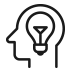 icon for learning, shape of a head and a lightbulb
