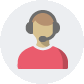 A cartoon man with a headset on
