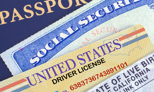 Passport, Social Security Card and Driver's license.