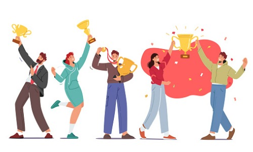 Illustration of people celebrating victory 