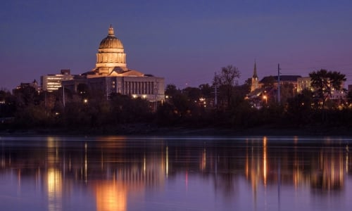 View of the capitol building in Jefferson City, Missouri