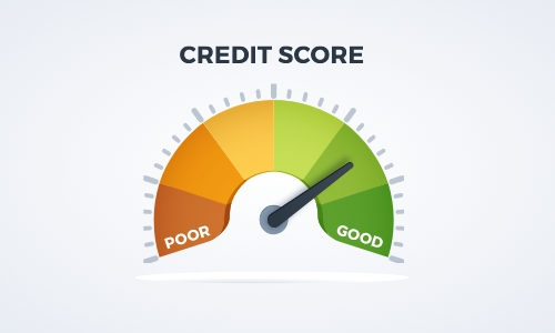 Illustration of a credit score meter