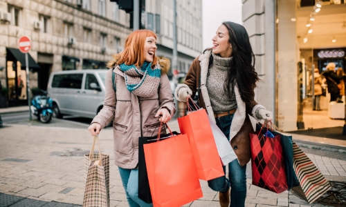 Two ladies enjoying a shopping trip